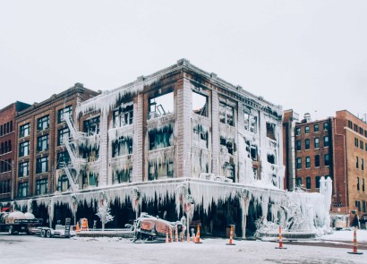 Commercial Building Damaged by Winter Storm