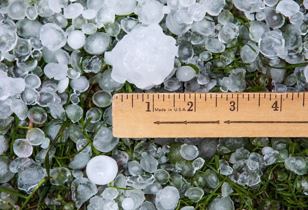 Ruler on the Ground Measuring Hail Size 